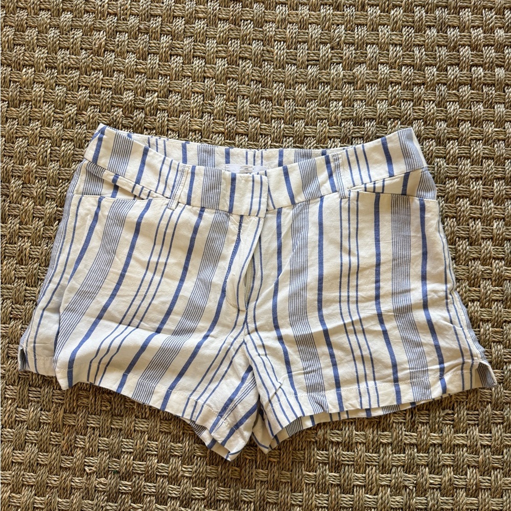 LOFT White & Blue Striped Women's Bermuda Shorts